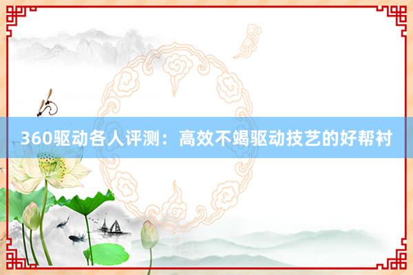 360驱动各人评测：高效不竭驱动技艺的好帮衬